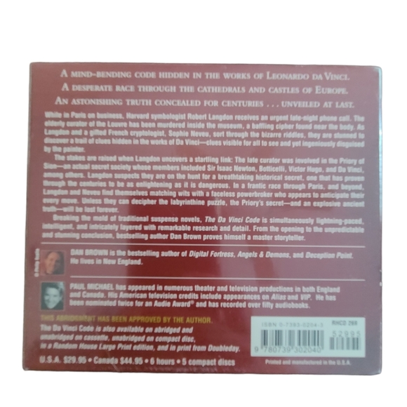 The Da Vinci Code Dan Brown Audio Book - Picture 2 of 2